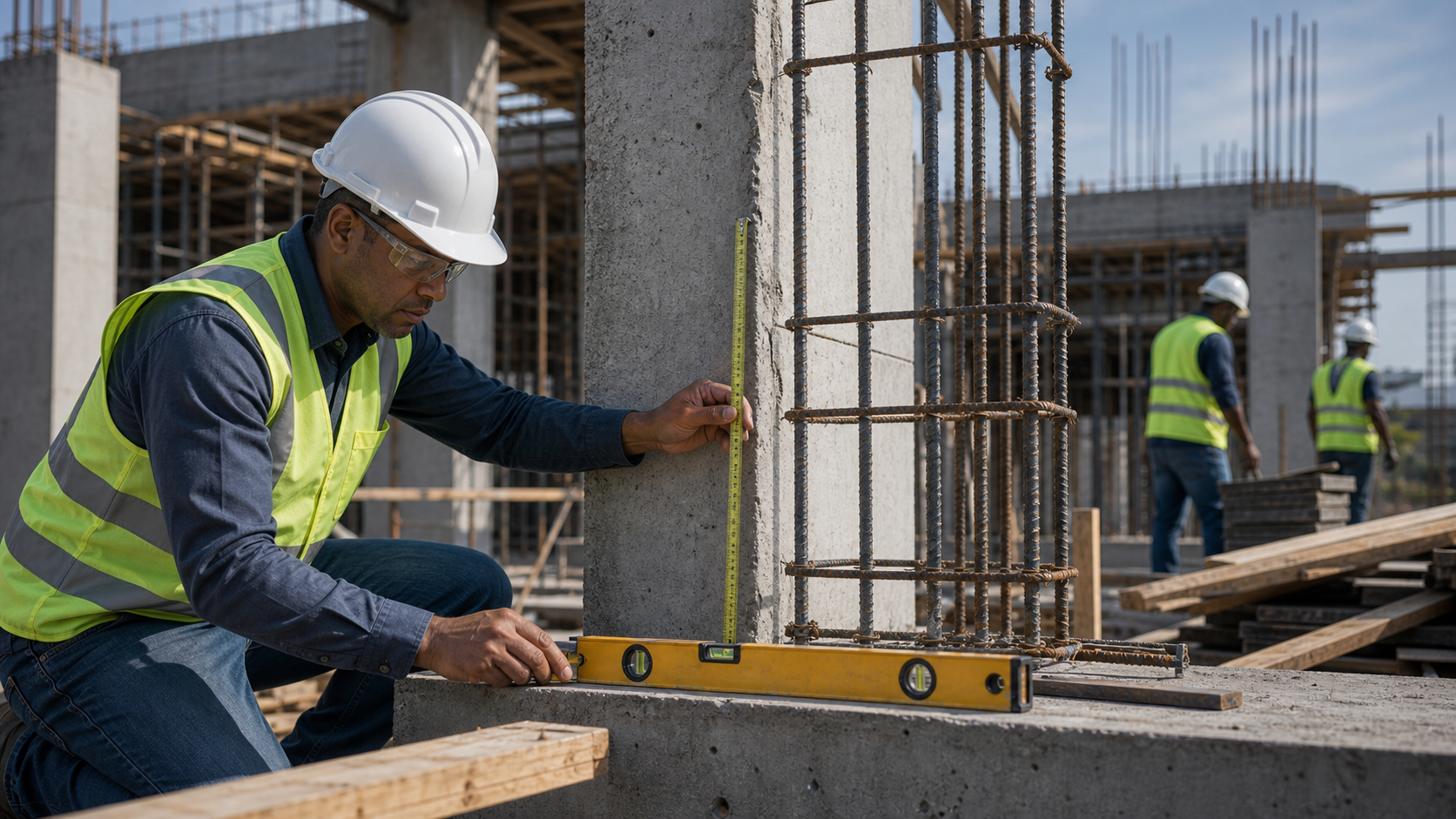 Construction quality inspection with concrete and rebar